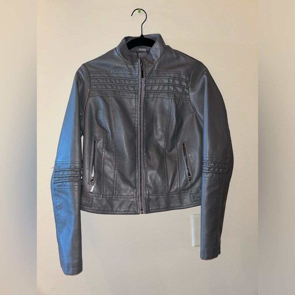 Xsmall grey leather jacket - Picture 2 of 6